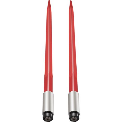 Mophorn 39" coppia di lance per fieno, capacità 3000 libbre, punta per balle ad attacco rapido per balle quadrate, forche rivestite in rosso da 1 3/4" con dado esagonale e manicotto per caricatori