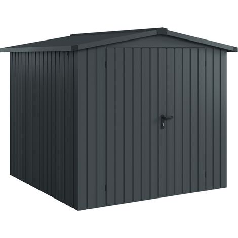 Hörmann Ecostar Metall-Gerätehaus "Euroline Trend" mit Satteldach ESD 5, anthrazitgrau, 214 x 214 cm, 2-flüglige Tür