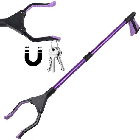 Shine Pince Telescopique, 81CM Longue Pince Ramasse Objet avec Aimant, Pliable Pince de Ramassage sans se Baisser, Pince de Prehension pour Personnes Agées (Violet) (1/5)