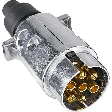 Prise Remorque en Métal 7 Broches, 12V Étanche Connecteur Prise Remorque en Métal 7 Broches Mâle, pour Caravane RV Voiture Bateau (Alliage d'aluminium) (1/5)
