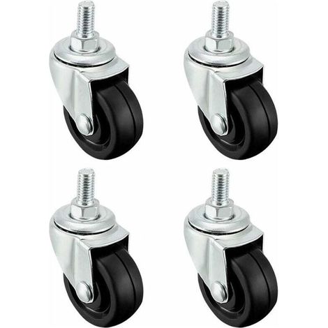 Set of 4 swivel casters in 40mm TPE rubber – 20kg load capacity – M8 thread for secure installation – Suitable for all floor types (1/3)