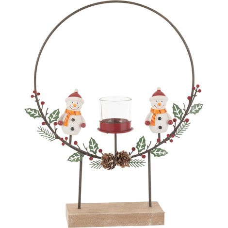 Photophore Cercle "Bonhommes de Neige" 28cm Multicolore (1/4)