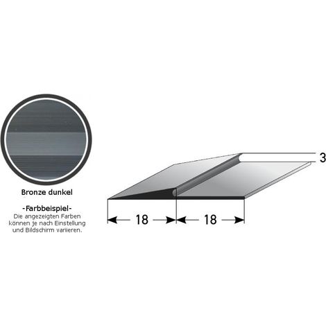 Rampenanstoßprofil "Broadford" Rampenanstoßleiste für Designbeläge, 2 - 5 mm Einfasshöhe, Aluminium eloxiert, gebohrt, Typ 282-284-bronze dunkel-1000-3