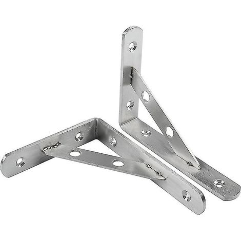 Étagère d'angle murale en acier inoxydable, argentée, à angle droit, support solide (lot de 2, argentée) - AquaForge (1/5)