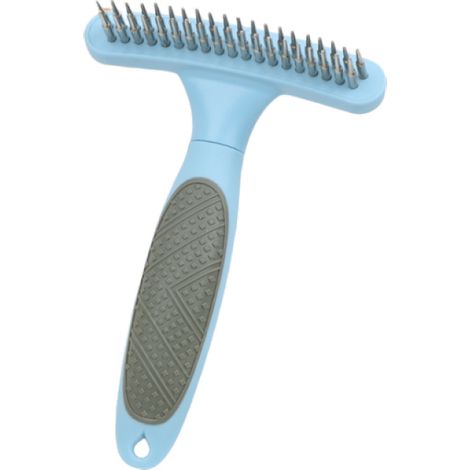 Cepillo para perros de doble fila con cerdas: herramienta para desenredar, acicalar y masajear el pelo de longitud media a larga.
