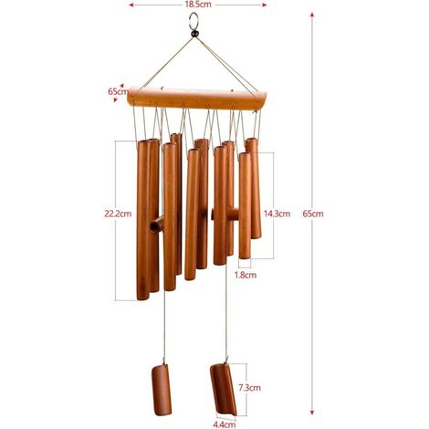 Carillon à vent extérieur zen en métal – Longueur 91 cm – Fil tressé nylon résistant – Décoration jardin et terrasse (1/4)