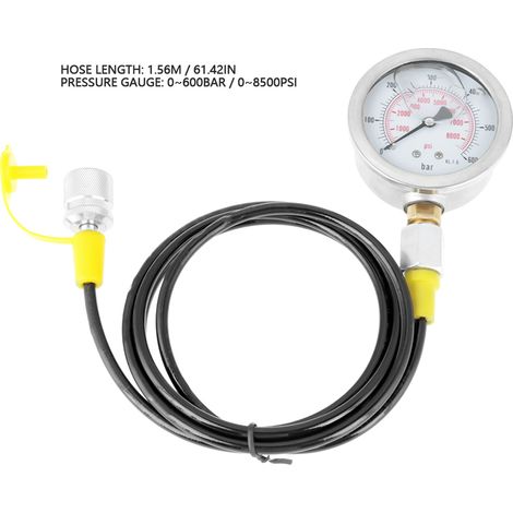 Raccord de point de mesure pour flexible hydraulique M162-BSP1/4 + flexible de manomètre 0600BAr 8500PSI (1/5)