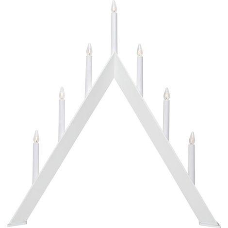 Großer Lichterbogen -Arrow', schlicht, 7 x E10 Kerzen, Holz, Netzbetrieb, weiß, H 64,5cm, B 60cm (1/4)