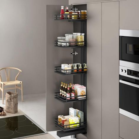 Armoire coulissante Titán FLAT anthracite – finition acier et mélamine – dimensions 290D x 1850H x 498L mm – charge maximale 100 kg – Menage Confort