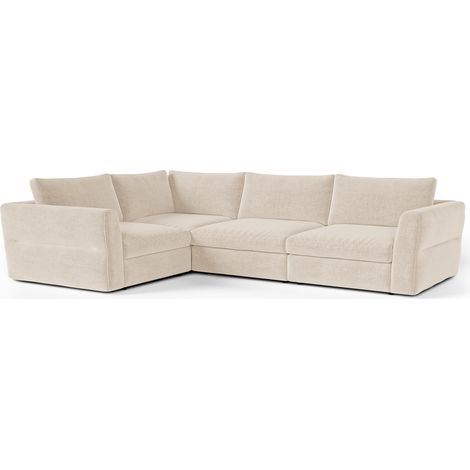 Canapé d'angle gauche modulable 6 places en tissu tramé toucher doux (1/5)