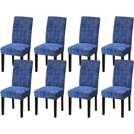 Stuhlhussen 8er Set, Stretch, abnehmbar, waschbar, blau (1/5)