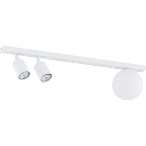 Lampada a Soffitto Baster, Acciaio verniciato a polvere, Vetro, Nero, Bianco, 60x17x14 cm
