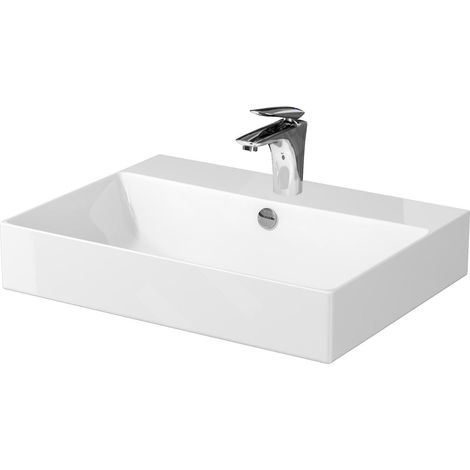Cersanit Inverto - Lavabo 61x46 cm, avec trop-plein, trou pour robinetterie, blanc K671-005 (1/3)