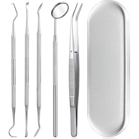 Kit d'hygiène dentaire - 5 pièces en acier inoxydable argenté (1/5)
