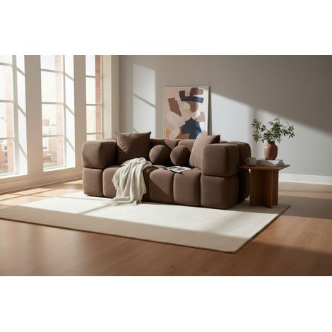 Sofa Designersofa VEGA 2-Sitzer in Stoff Egon Dunkelbraun