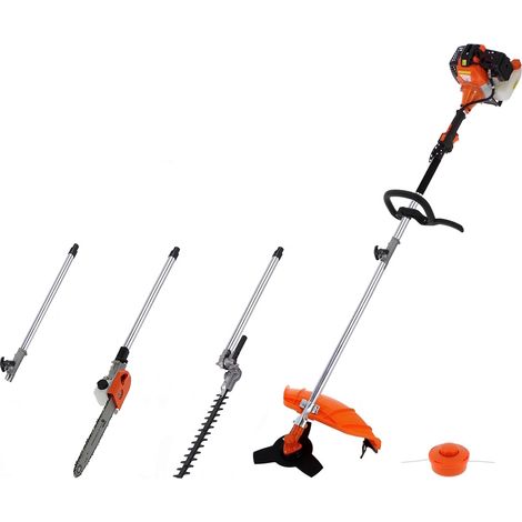 Gt Garden – Outil de jardin multifonction thermique 52 cm3 – Débroussailleuse, tronçonneuse, taille-haies – Moteur 2 temps – Longueur de perche 3.30 m (1/5)