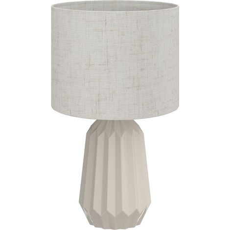 Lámpara de mesa de cerámica con pantalla de lino beige 22 x 22 x 39 cm HOMVRA (1/5)