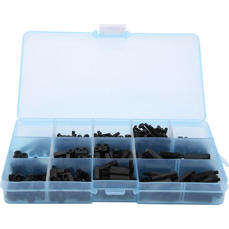 310pcs Coffret M3 Vis et Écrous Nylon, Kit Assortiment de Rondelles Entretoises Mâle Femelle Noir (1/5)