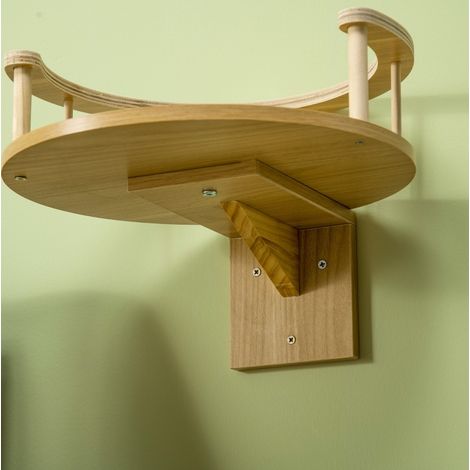 Wand-Katzenbett mit abnehmbarem Kissen, Ø34 x 10,5 cm, Eiche und Weiß HAVRYA (1/5)