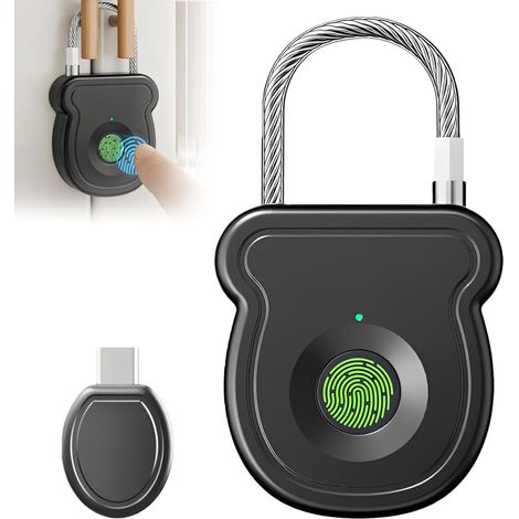 Cadenas à empreinte digitale: Cadenas intelligent durable, cadenas biométrique sans clé, cadenas à empreinte digitale haute sécurité pour sac à dos, boîte de rangement et bagages (1/5)