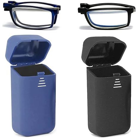2 paia di occhiali da lettura pieghevoli con filtro luce blu, ultraleggeri con custodia rigida, diottrie 4.0 (1/5)