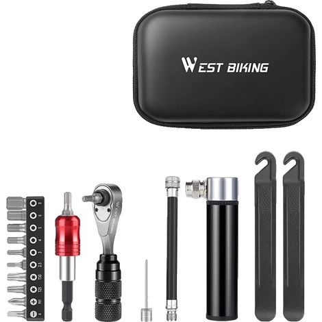 Kit de herramientas para reparación de bicicletas, herramientas multifuncionales, diseño compacto, conjunto mejorado. (1/2)