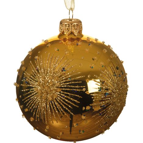 Pallina di natale oro con disegni in rilievo Ø8cm