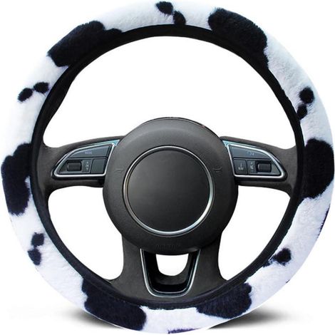 Housse de volant universelle en peluche motif vache 37-39 cm (1/5)