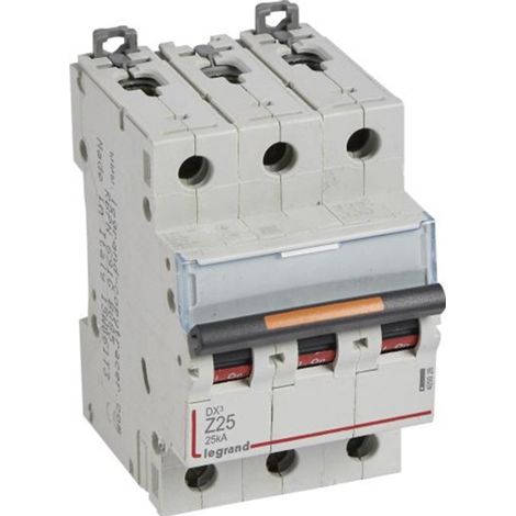 Legrand 409926 Circuit breaker dx≥ 25ka - Z curve - 3P 400v 25A - screw/screw - 3 Modules