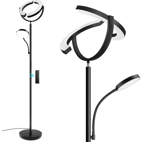 34W Lampadaire sur pied Moderne LED pour Salon, Chambre, Bureau (Noir) (1/5)