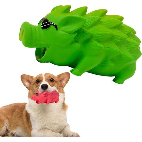 Pig-shaped latex dog toy - Durable and squeaky - Fun animal shape for puppies - Interactive for indoor use - Green
