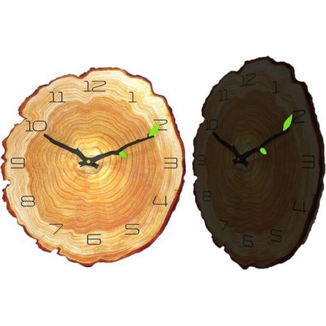 Pendule Murale 12 Pouces Bois Sans Cadre, Forme Arbre Stump Créatif Horloge Batterie Silencieuse Décor Rétro Maison Cuneary (1/5)