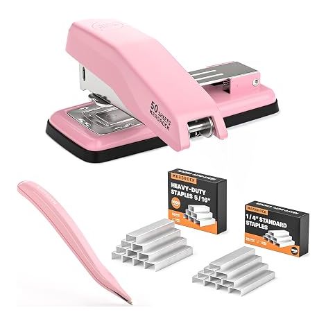 Agrafeuse de Bureau Pivotante Agrafeuse Rotative pour Bureau Maison Salle de Classe – Rose (1/5)