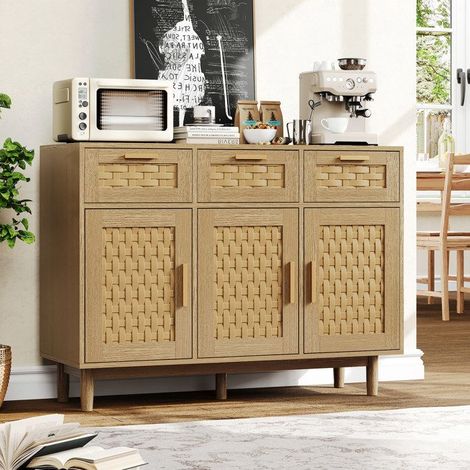 Buffet-Bas - Küchenmöbel - 3 Türen - 3 Schubladen - Braun 107x40x80 cm