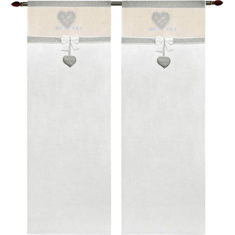 Tende Coppia Finestra Porta Interno Tessuto Casa Shabby Chic Grigio - 60x150 cm