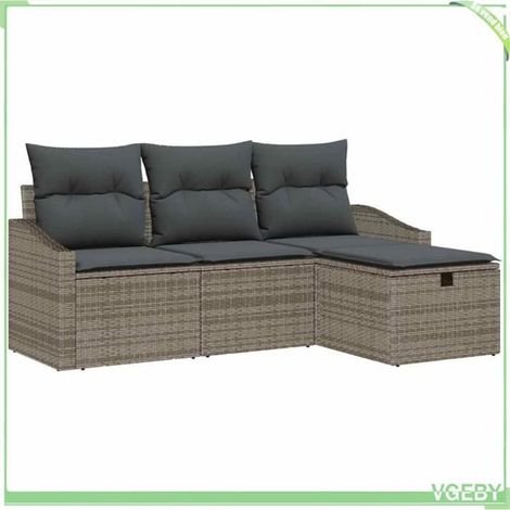 Ensemble de canapé de jardin - FAFEICY - Modulaire - Gris - Polyrotin - Rangement caché (1/5)