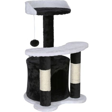 Tiragraffi per gatti altezza 65 cm con giochi tiragraffi in corda sisal nero/bianco 160000012