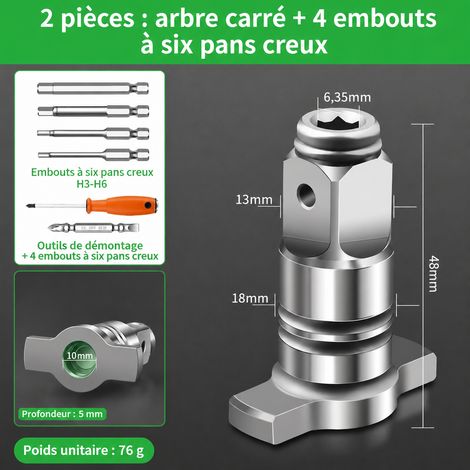 Adaptateur double usage avec 4 embouts hexagonaux pour clé à chocs électrique 4 réf 7331 30 × 30 × 30 cm 300 kg – Livraison gratuite