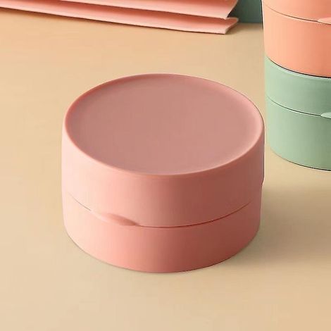 Boîte à savon ovale circulaire, ensemble de 2 porte-savons de douche en plastique pour voyage (rose) (1/5)