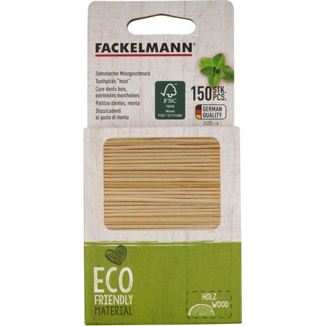 Fackelmann Zahnstocher Minze 150 Stück, 65 mm Zahnhölzer Holzspieß (1/2)