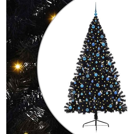 Sapin de Noël artificiel pré-éclairé Noir 240 cm PVC vidaXL (1/5)