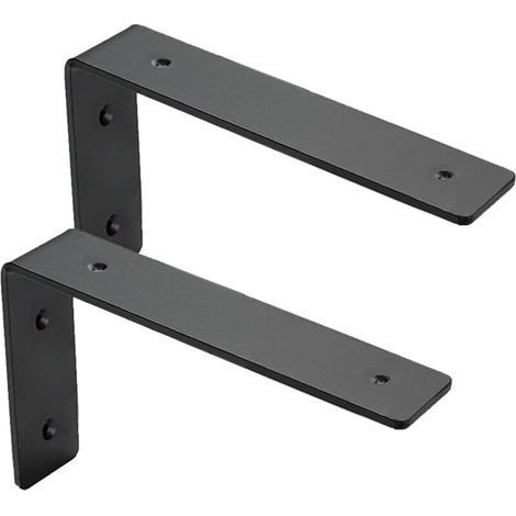 Équerres de fixation murale en L – Lot de 2 supports robustes pour étagères lourdes – Acier massif 5 mm – Finition noire anti-corrosion (1/5)