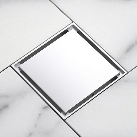 Siphon de sol pour douche Siphon de sol en acier inoxydable 304 résistant aux odeurs Couvercle de douche pour salle de bain, salle de bain, cuisine, 100 x 100 mm (1/5)