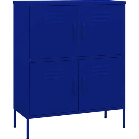 Armario de almacenamiento moderno con 4 puertas dimensiones 80 x 35 x 101,5 cm robusto de acero azul marino 020046827 (1/5)
