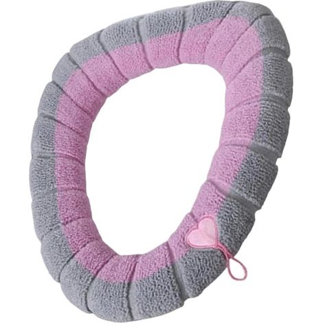 Set di 2 copriwater morbidi in grigio-rosa con motivo a cuore – termoisolanti, con tergivetro incluso per il bagno. (1/5)