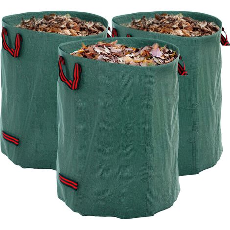 Lot de 3 sacs poubelles de jardin de 300 L, avec poignées, refermables et réutilisables, 67 cm de diamètre, 84 cm de hauteur, verts. (1/5)