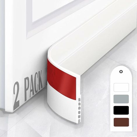 Door Bottom Seal Strip, Weatherstrip, Adhesive Door Seal, Weatherproof Blocker, Sound Seal, Silicone Door Stopper, 100cm x 5cm, 2pcs, White (1/5)
