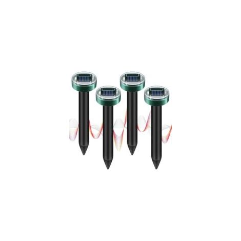 Set mit 4 solarbetriebenen Maulwurfsabwehrgeräten, Ultraschall-Erdankern für Rasenflächen, Gärten, landwirtschaftliche Betriebe und den Außenbereich Ultraschall-Abwehrgerät für Sichelmaulwürfe - Crezu