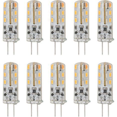 10 pièces G4 LED ampoule 1.5W DC12V blanc chaud 3000K 110LM Bi broches ampoules LED pour armoire éclairage cour (1/5)