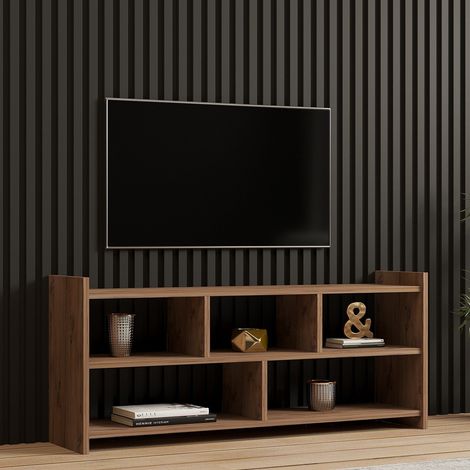 Mueble para TV Loreglia, 5 Estantes, 5 Compartimientos, Soporta 40 kg, 118x28x55h cm Roble Marrón (1/5)